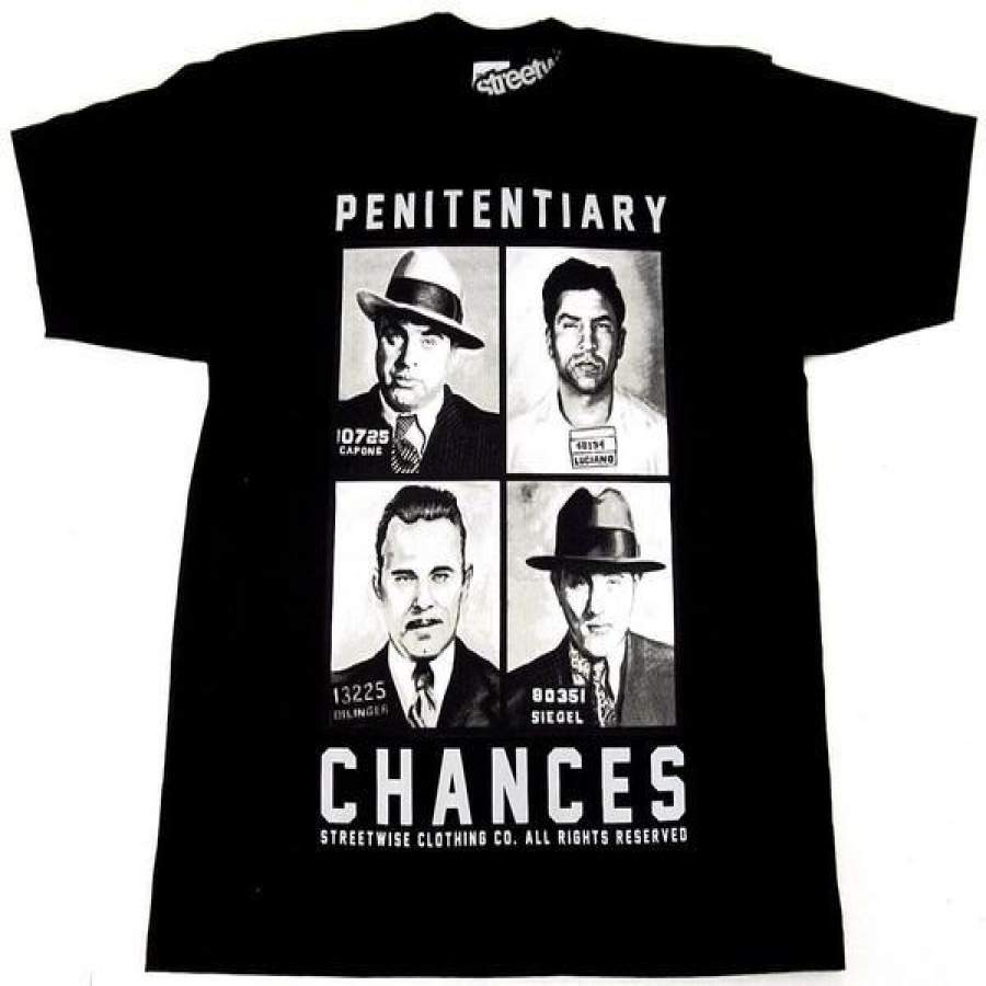 Streetwise Penitentiary Chances Mob Gangster Men  Black T-Shirt