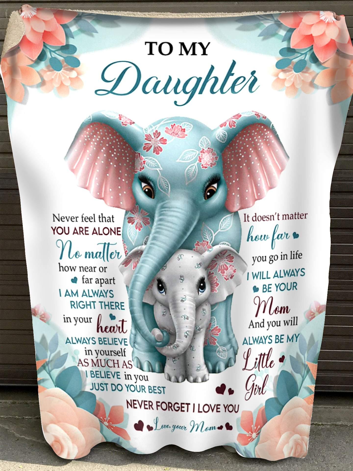 To My Daughter – Cute Elephants Blanket – Give From Mom/Birthday Gift/Christmas