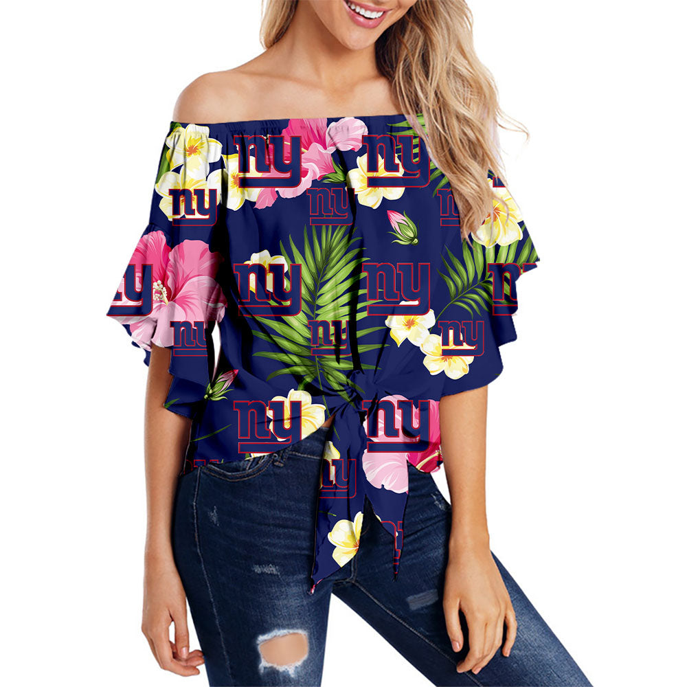 New York Giants Women Summer Floral Strapless Shirt