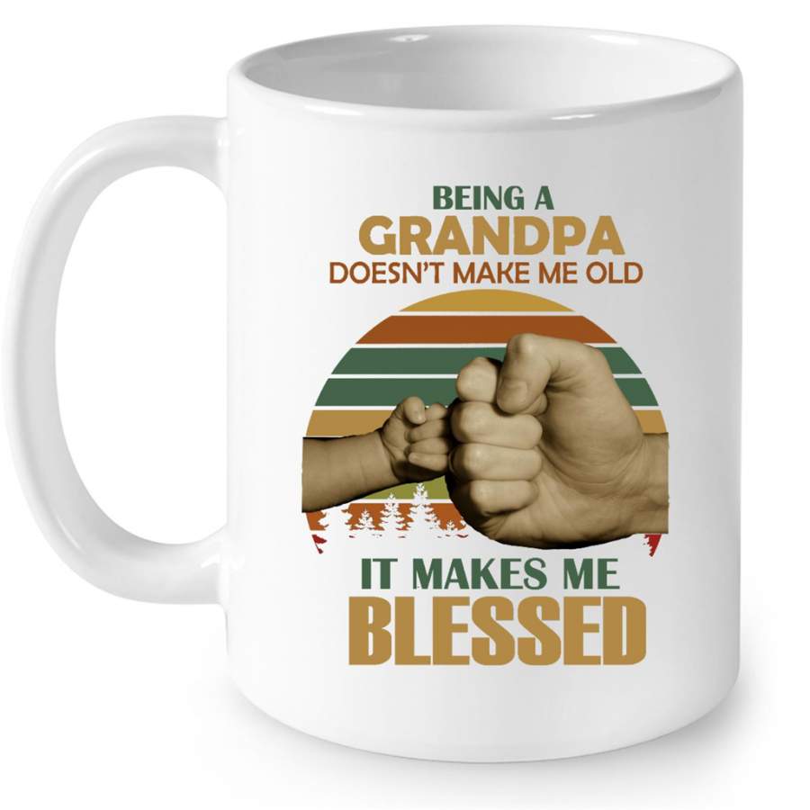 Being A Grandpa Doesn’t Make Me Old It Makes Me Blessed, Classic VIntage Retro Design – Full-Wrap Coffee White Mug