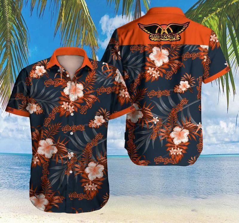 Aerosmith Hawaii Graphic Print Short Sleeve Hawaii Casual Shirt Ha19600