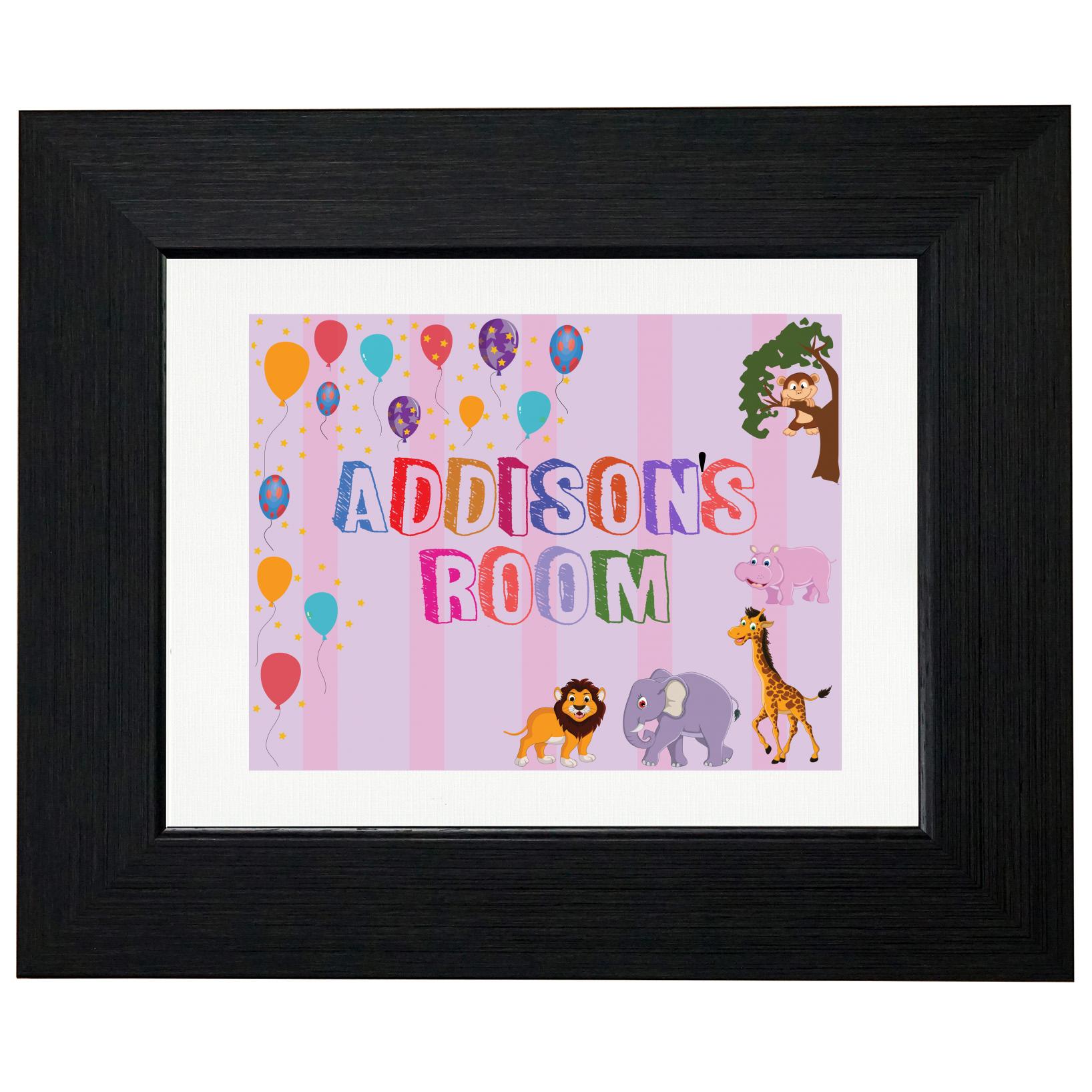 Addison’s Room – Girl Birthday Gift – Balloons & Animals T-Shirt, Framed Print, Pillow, Golf Towel