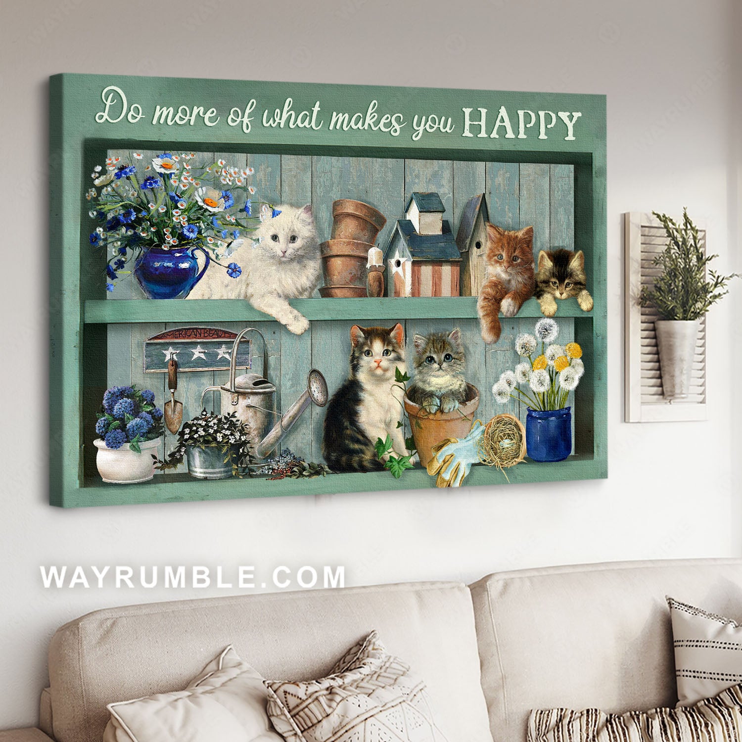 Cute Kittens, Garden Stuff, Wooden Shelves, Do More Of What Makes You Happy – Jesus Landscape Canvas Prints, Christian Wall Art