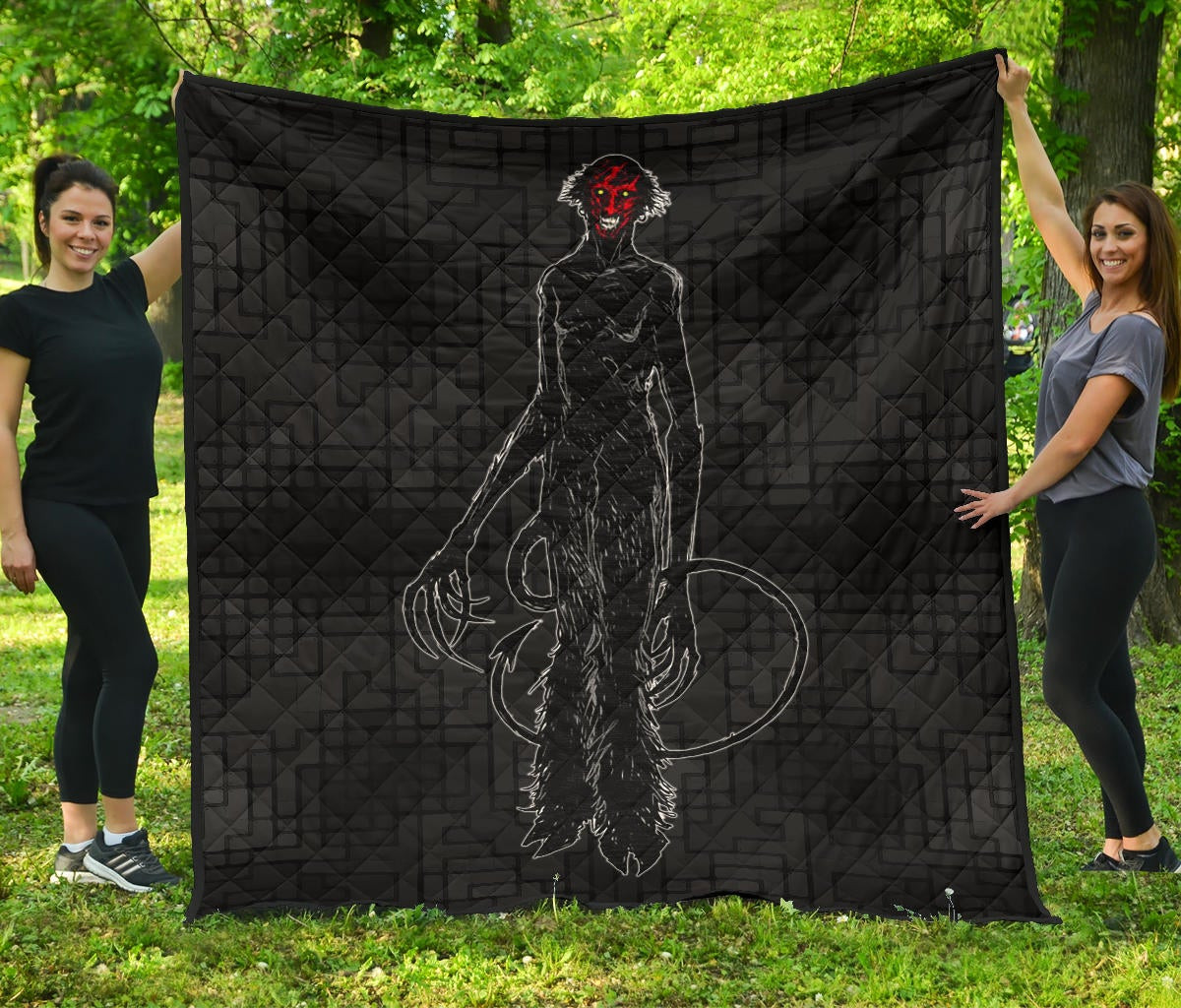 Horror Movie Hairy Devil With Red Face Black Premium Quilt Blanket