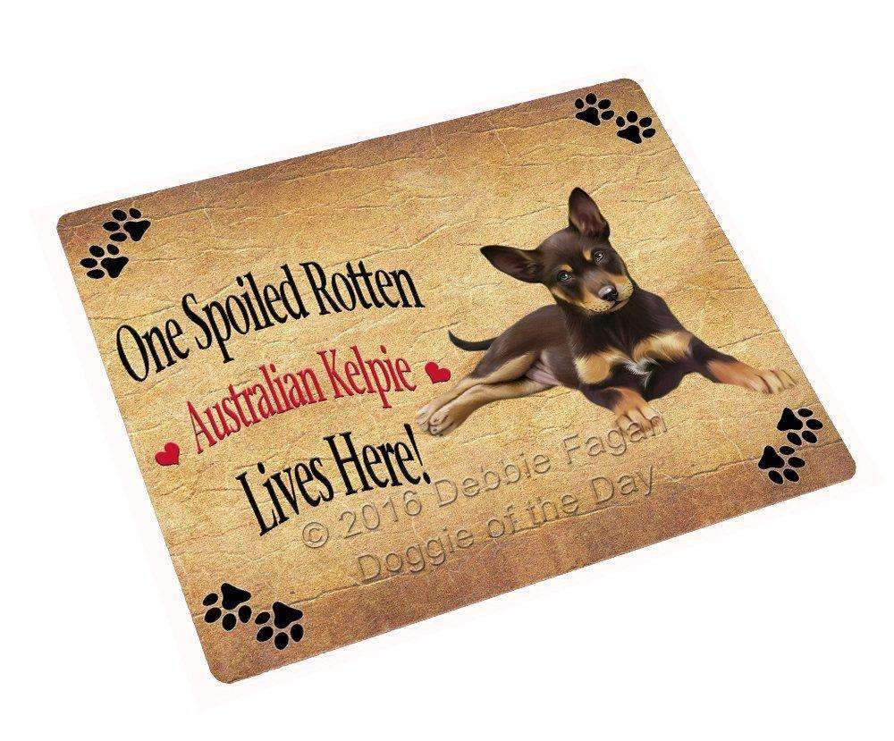 Australian Kelpie Puppy Spoiled Rotten Dog Art Portrait Print Woven Throw Sherpa Plush Fleece Blanket