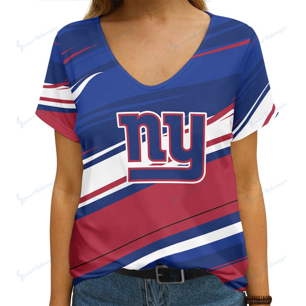 New York Giants Summer V-Neck Women T-Shirt 16