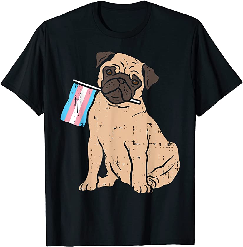 Pug Dog Transgender Flag Trans Pride LGBT Animal Lover Gift T-Shirt