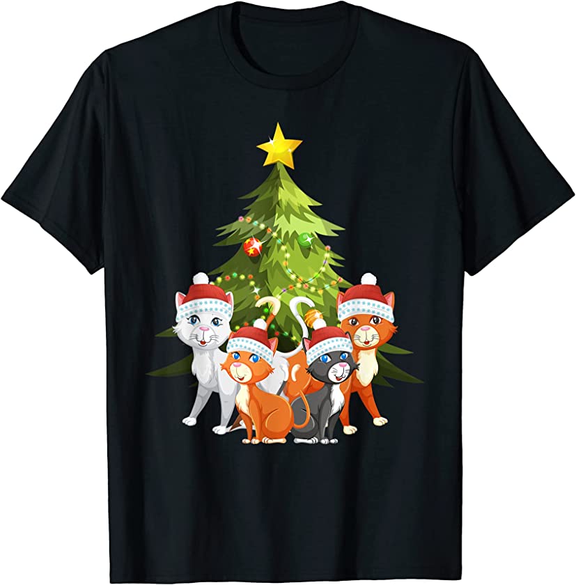 Cat Squad Kitten Goals Christmas Tree Lights X-Mas Gifts T-Shirt