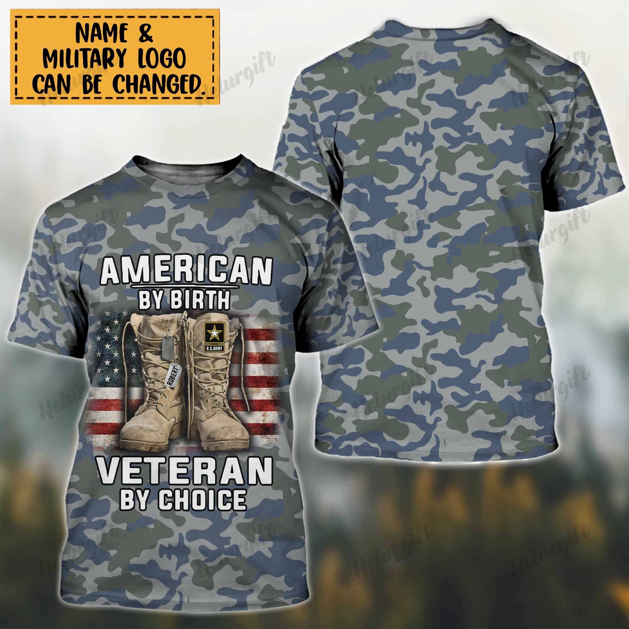 Personalized American By Birth Veteran By Choice Us Army Baseball Jersey Hoodie Tshirt 3D Full Size S-4Xl