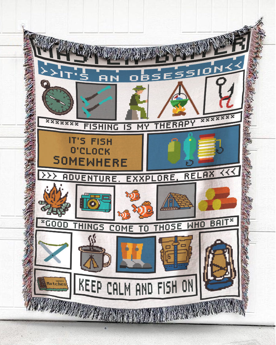 Woven Throw For Fishing Lover Home Decor, Fishing Is My Therapy, Cotton Blanket