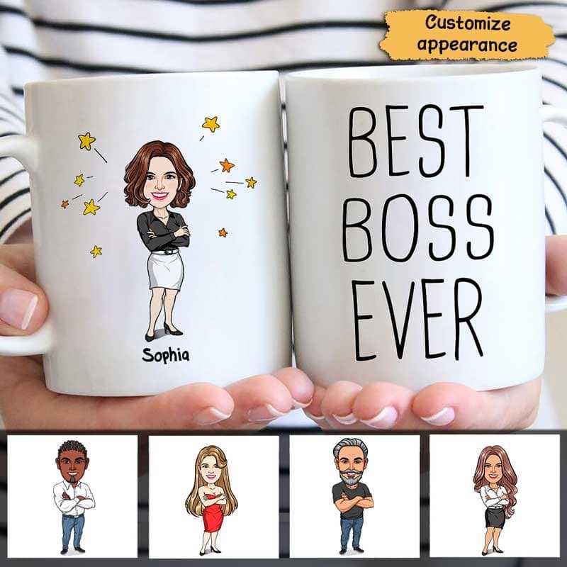 Best Boss Ever Funny Gift For Boss Cartoon Caricature Personalized Mug