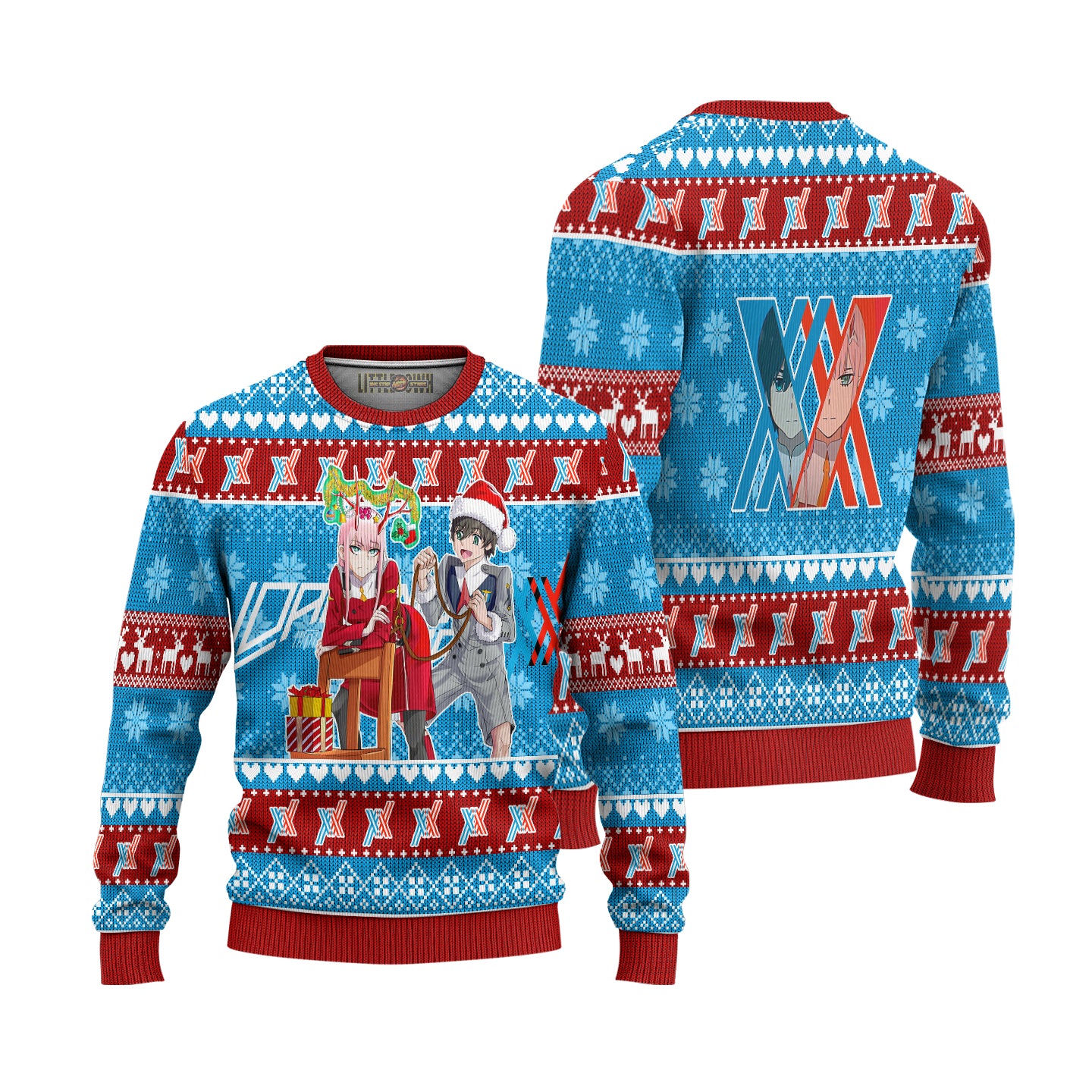 Zero Two X Hiro Anime Ugly Christmas Sweater Custom Darling In The Franxx Xmas Gift