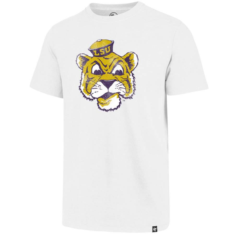 47 Brand LSU Tigers Retro Beanie Mike Club T-Shirt – White