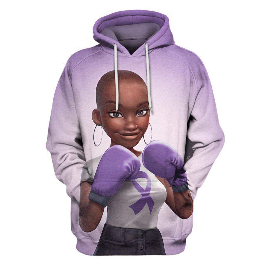 Purple Lupus Fibromyalgia Cancer Melanin Warrior Awareness Hoodie