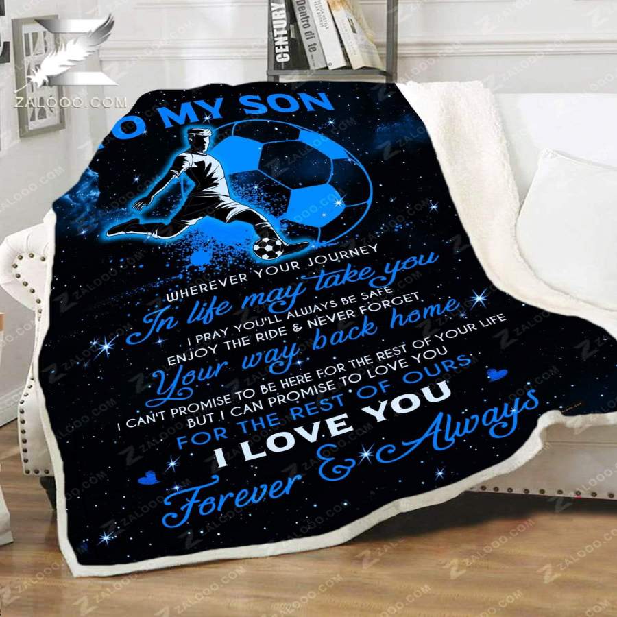 Zalooo – Custom Fleece Blanket – SOCCER – To my Son – Journey