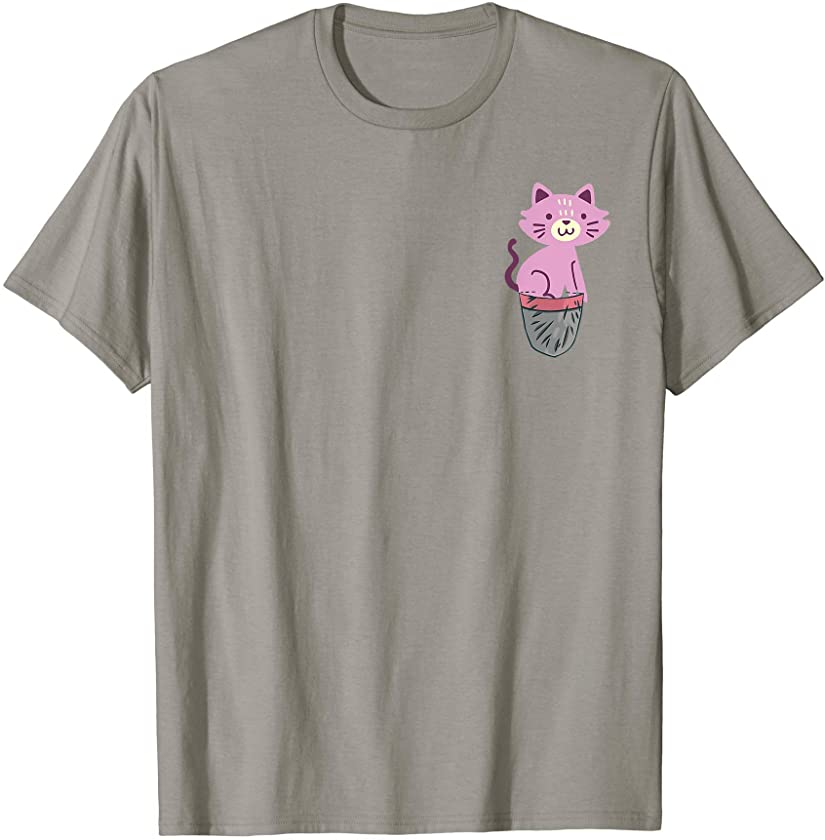 Pink Cat Pocket Kitty Themed Gifts Pet Kitten Animal Lover T-Shirt