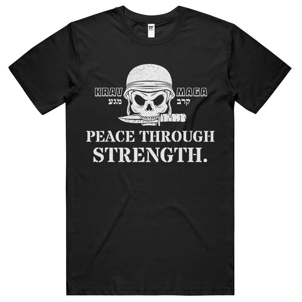 Krav Maga Hebrew Symbol Skull Army Peace Through Strength T Shirts