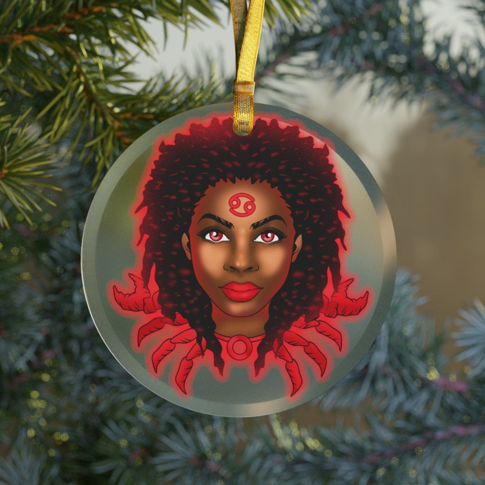 Cancer Zodiac Black Girl Magiccancer Giftsblack Girl Astrologyblack Queen Christmas Ornament