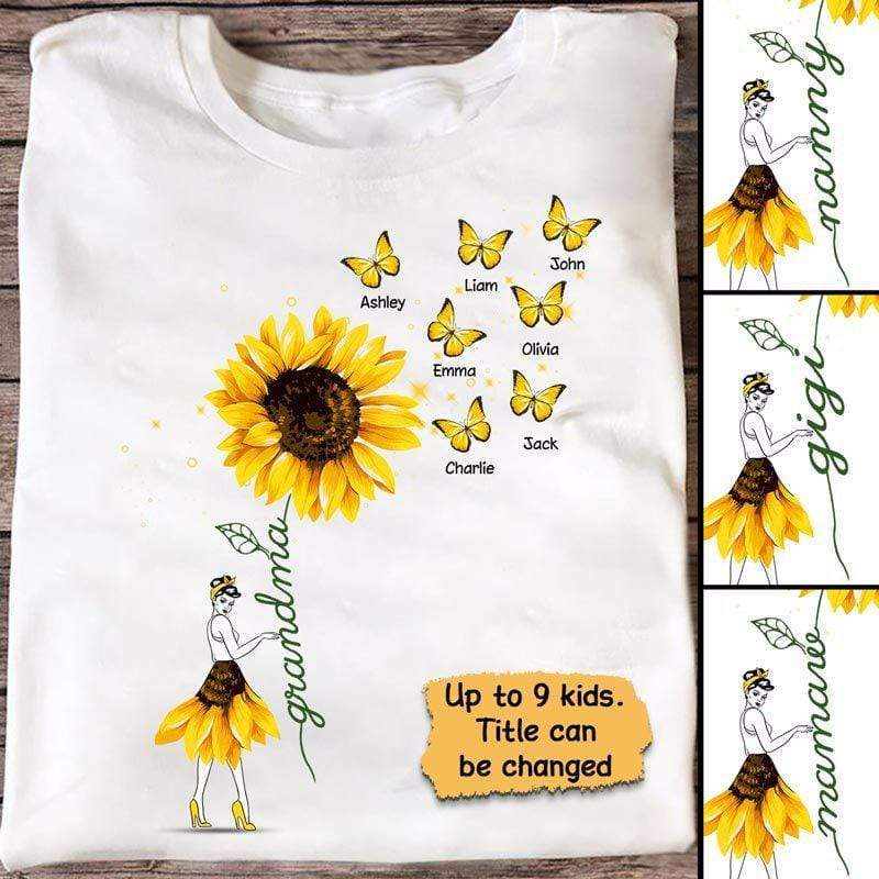 Grandma Holding Flower Personalized Shirt