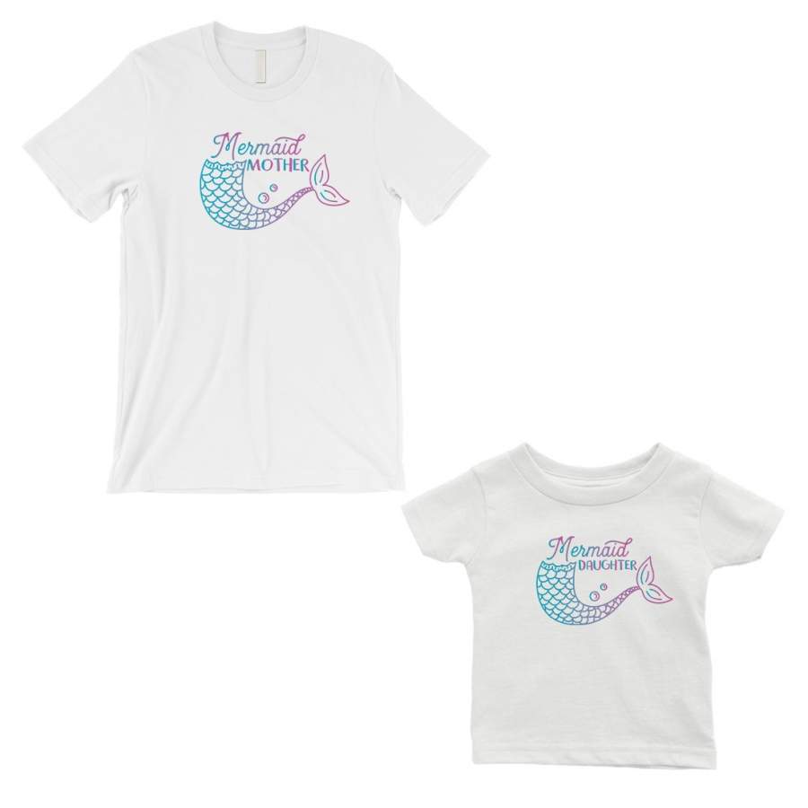 Mermaid Mother Daughter Matching T-Shirts White Mother’s Day Gift