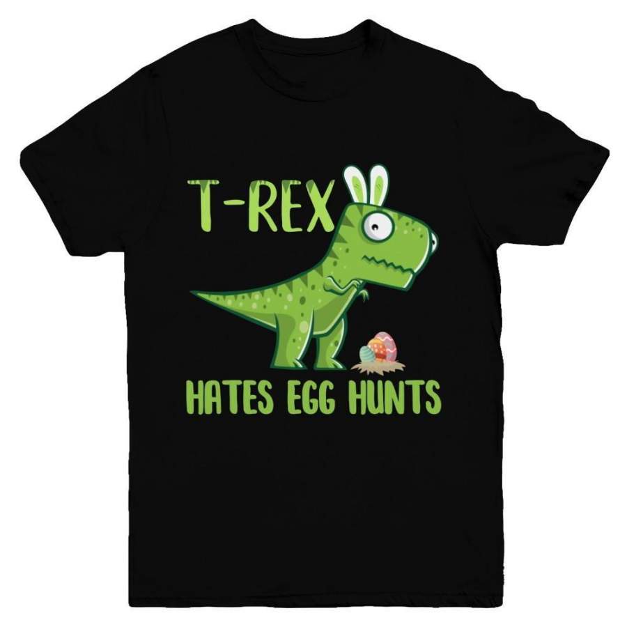 TeesNow Funny Easter Bunny Dinosaur T-Rex Hates Egg Hunts Youth Shirt Kid Short Sleeve Tee