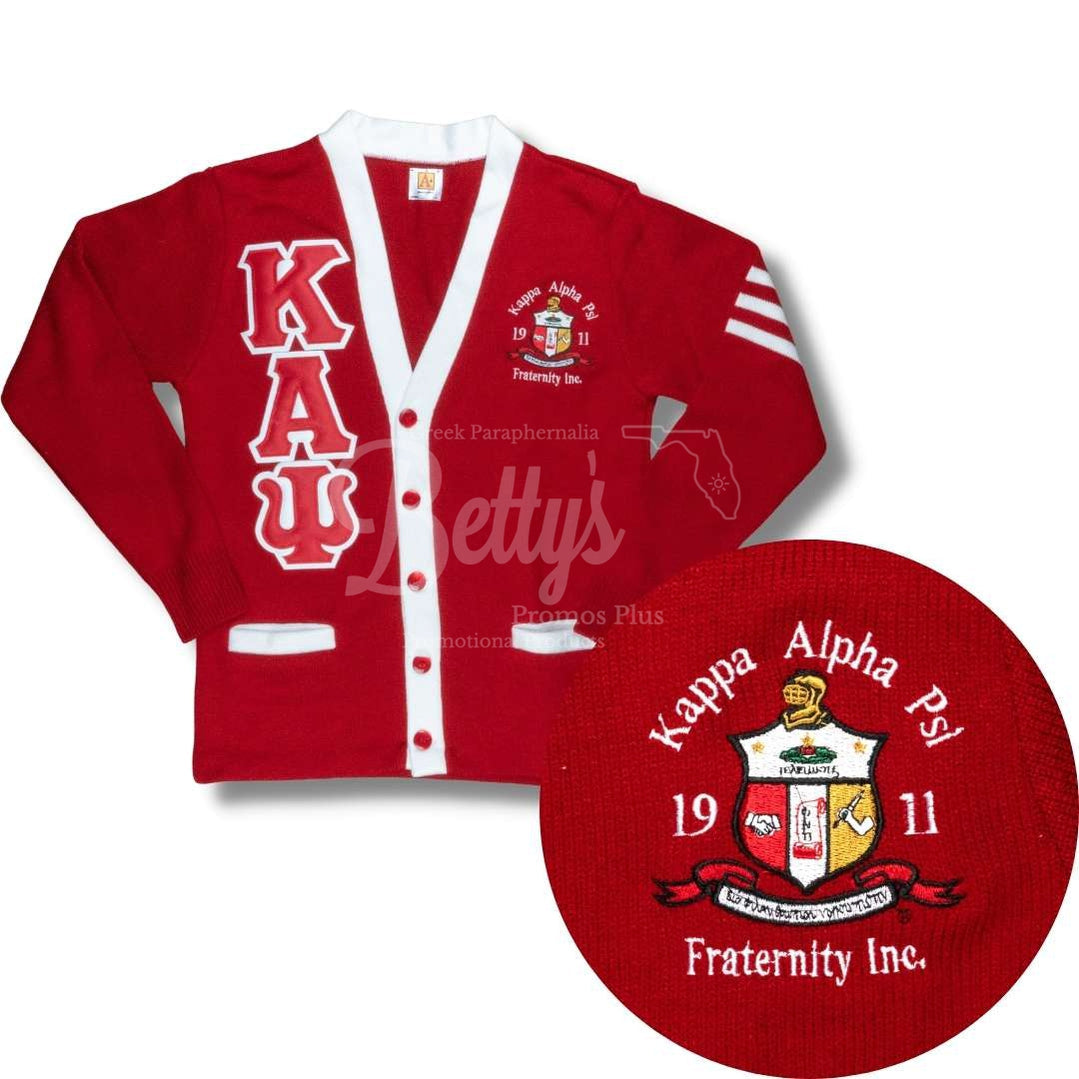 Kappa Alpha Psi Καψ Twill Embroidered Letters Cardigan Sweater With Shield