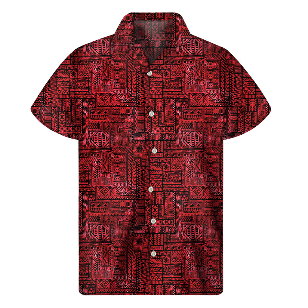 Red And Black African Ethnic Print Men’S Short Sleeve Shirt