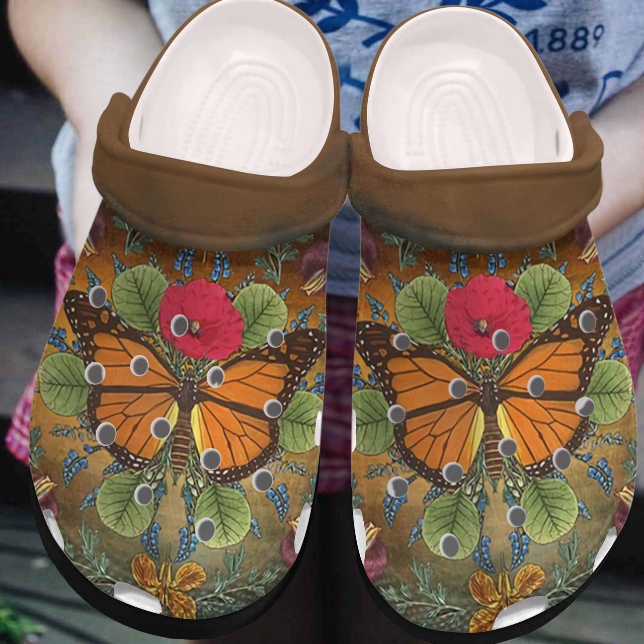 Butterfly Personalized Clog, Custom Name, Text, Color, Number Fashion Style For Women, Men, Kid, Print 3D Retro Butterfly