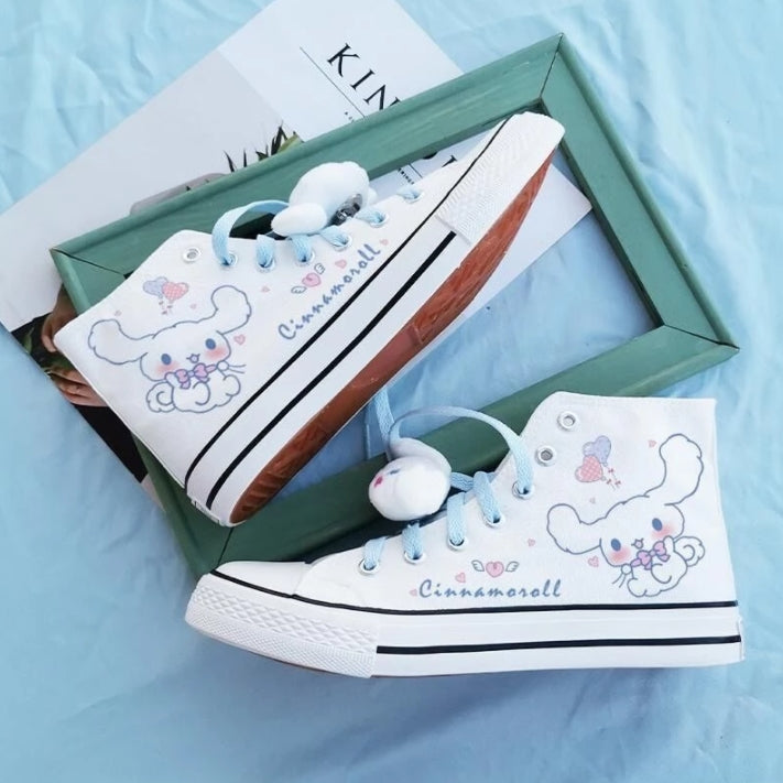 Anime Kawaii White Sneakers Japanese Print Cute Bunny