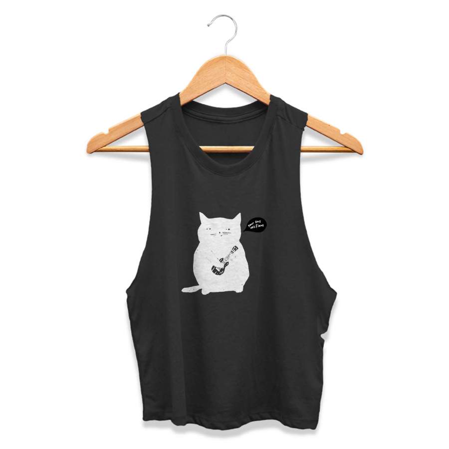 Cheeky Ukulele Cat My Dog Has Fleas Kitten CPY Womans Crop Tanktop Tee