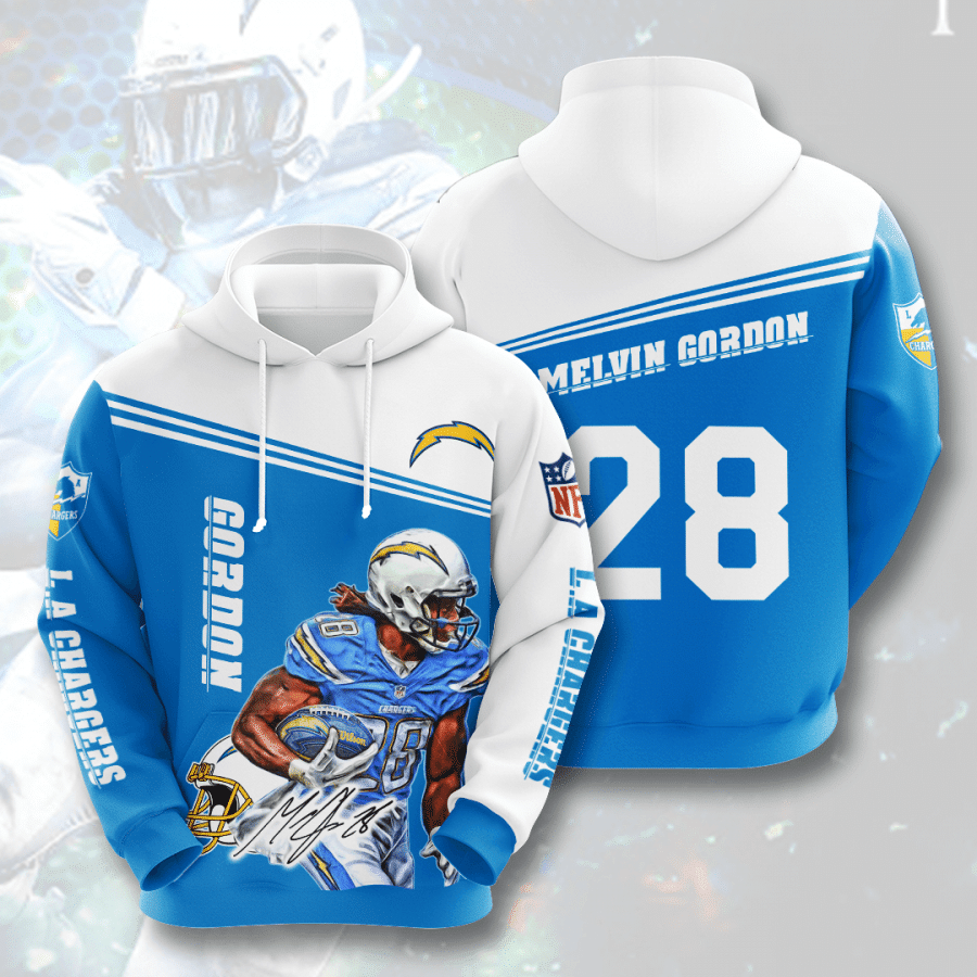 Melvin Gordon Los Angeles Chargers Los Angeles Chargers 76 Unisex 3D Hoodie Gift For Fans