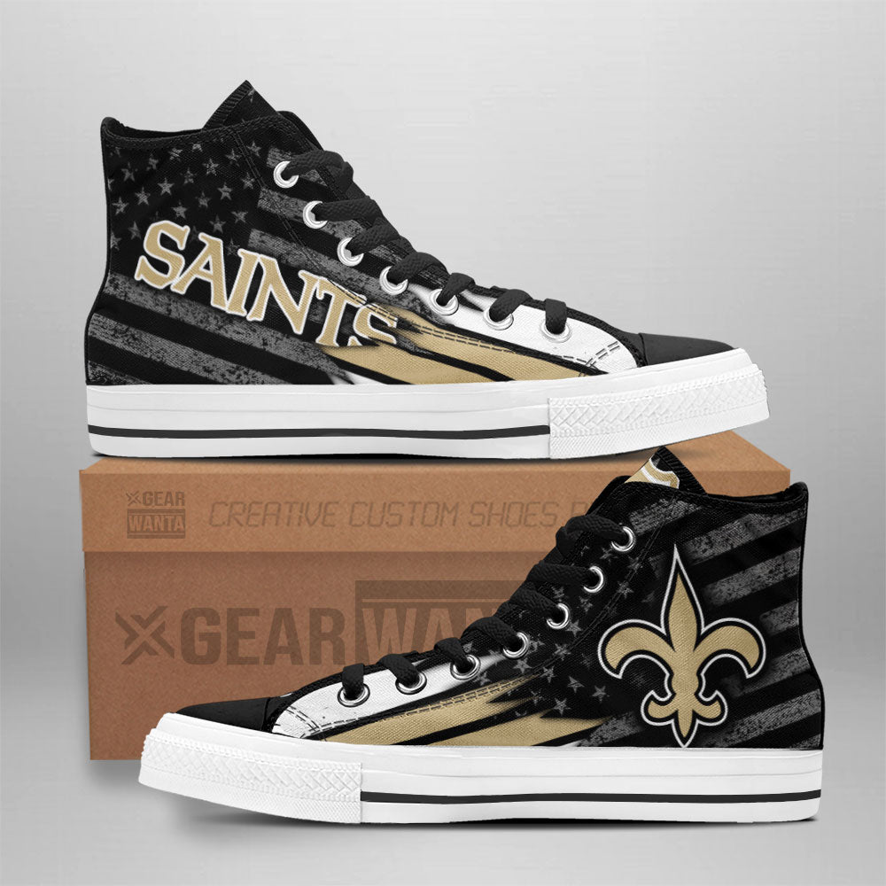 New Orleans Saints High Top Shoes Custom American Flag Sneakers