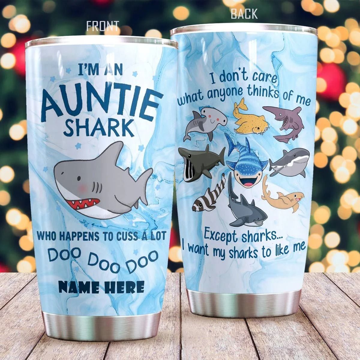 16KKFS – FAMILY PERSONALIZED TUMBLER AUNTIE SHARK