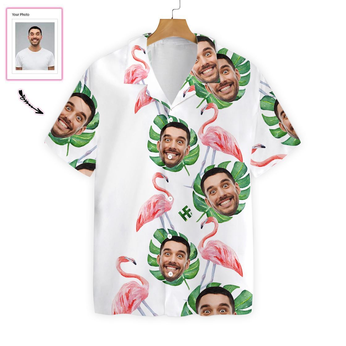 Funny Custom Face Flamingo Custom Hawaiian Shirt For Men, Hawaiian ...