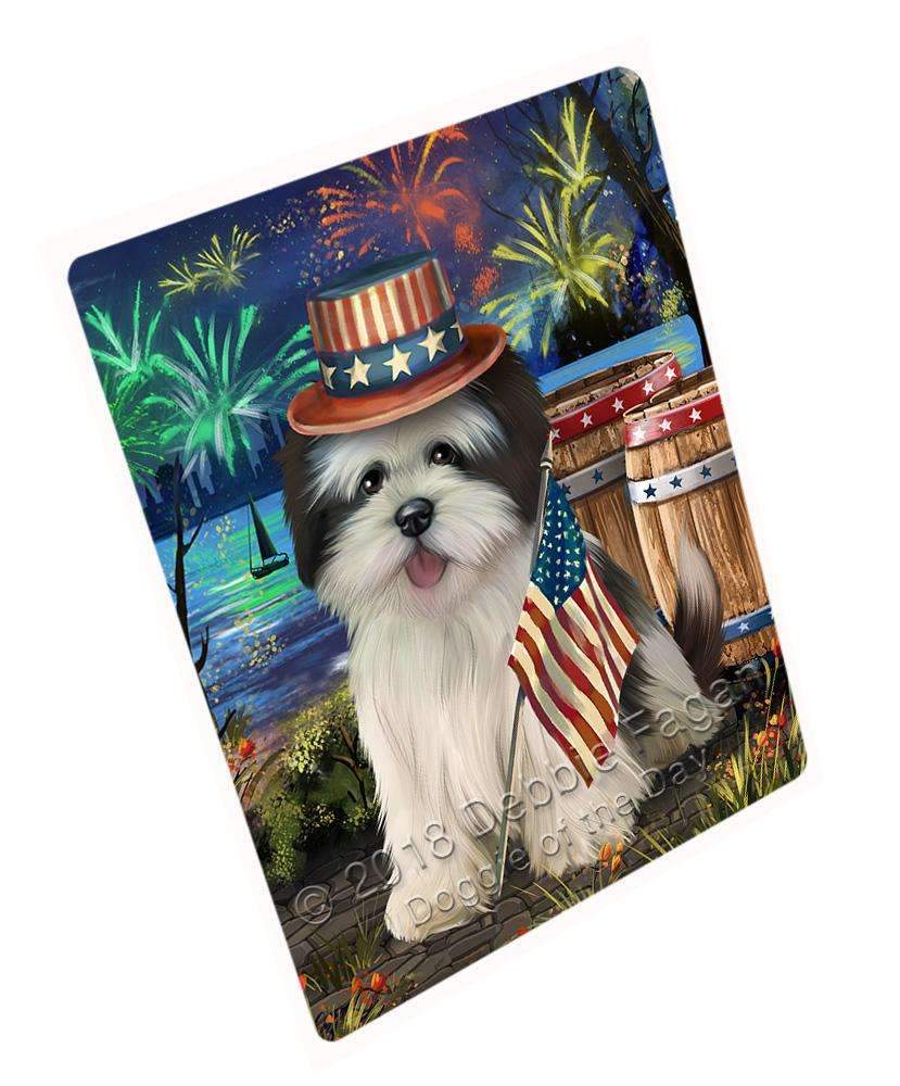 4Th Of July Independence Day Fireworks Lhasa Apso Dog At The Lake Blanket Blnkt74892