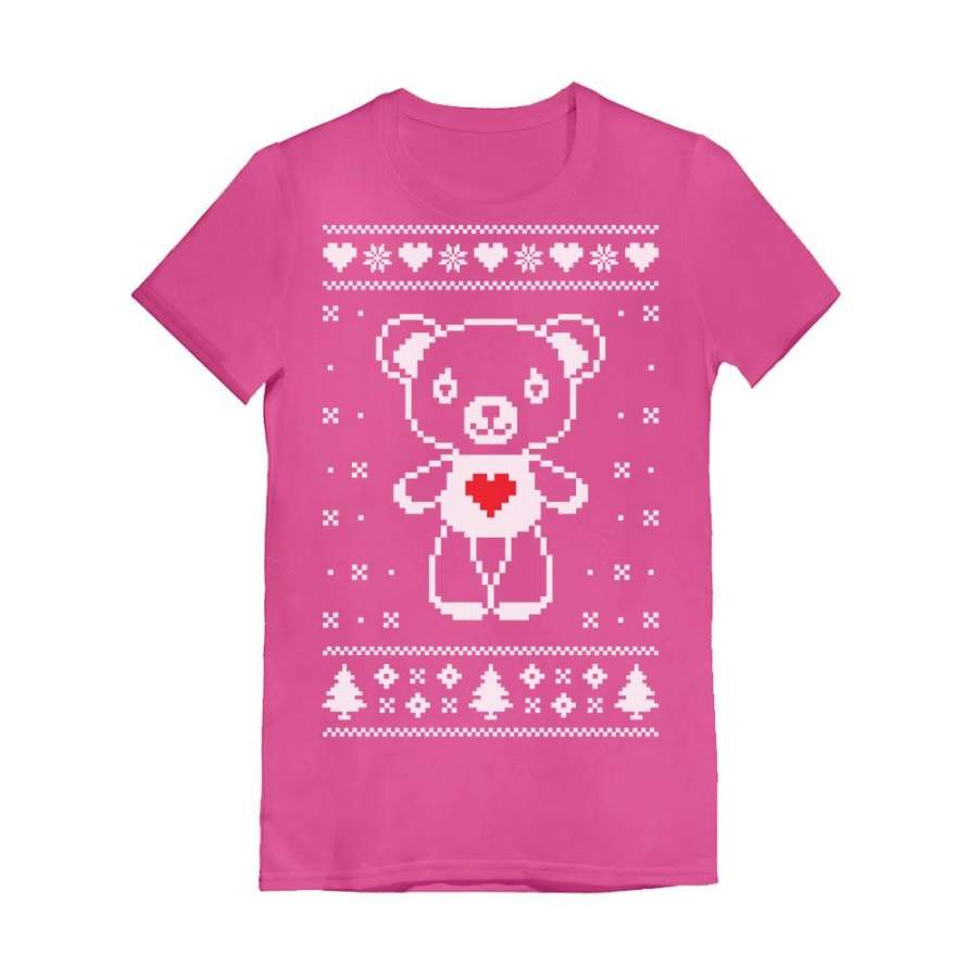 Big White Furry Bear Love – Cute Ugly Christmas Sweater Toddler Kids Girls’ Fitted T-Shirt