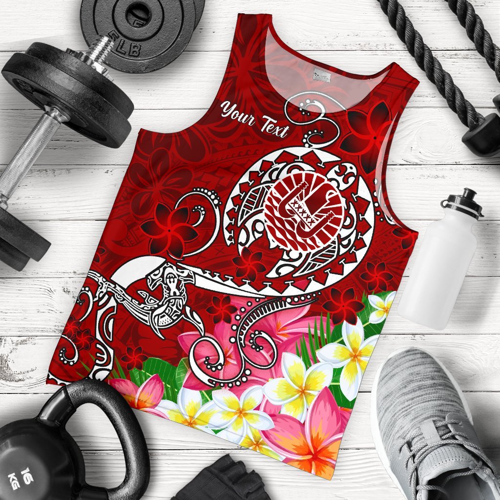 Tahiti Custom Personalised Men’s Tank Top – Turtle Plumeria (Red) – BN18