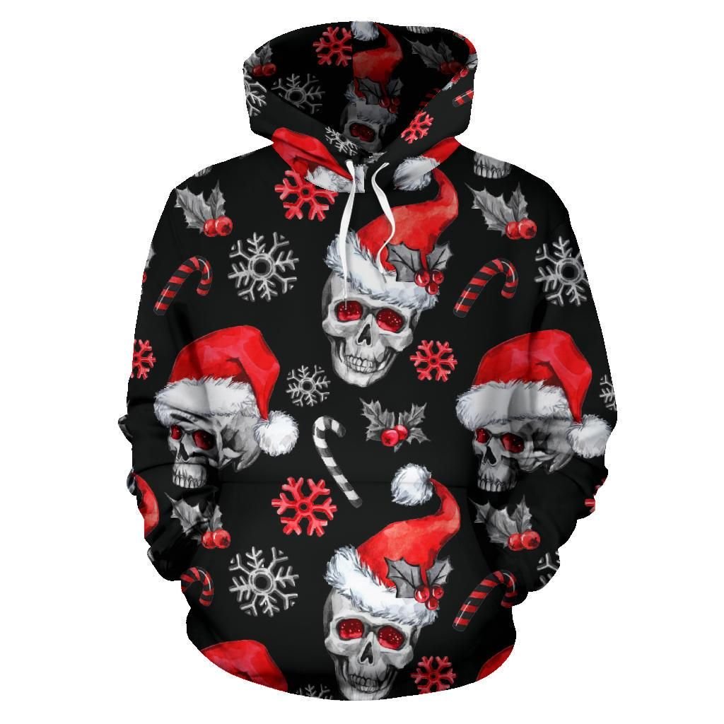 Xmas Skull Halloween Black 3D All-Over Print Unisex Hoodie