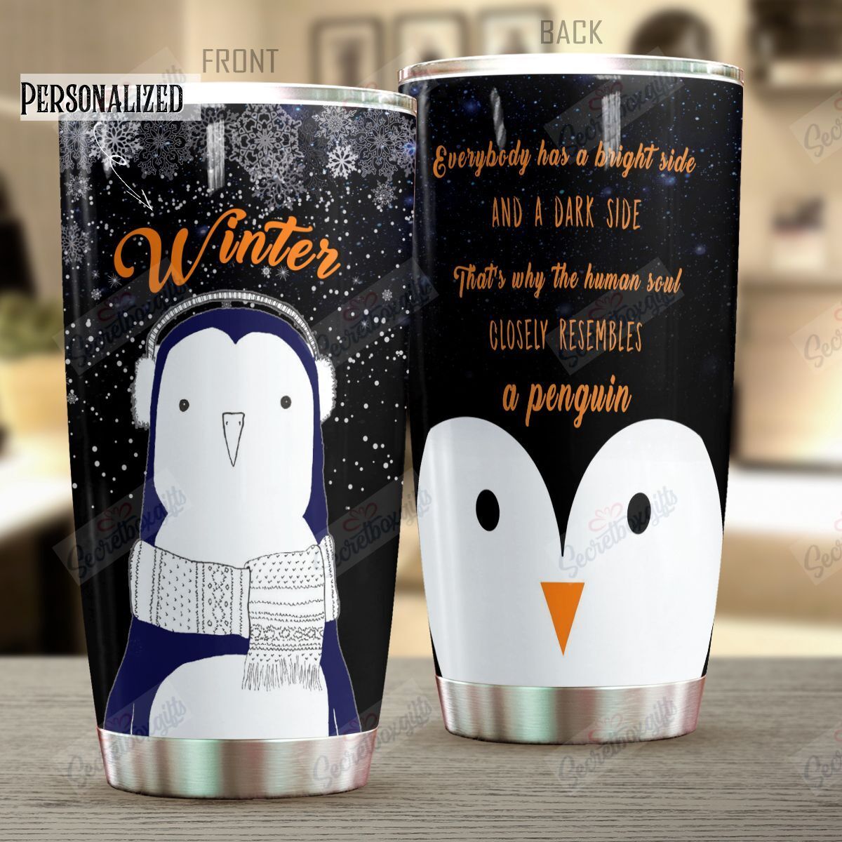 Personalized Penguin Human Soul Closely Resembles A Penguin Nc1010106Cl Stainless Steel Tumbler Customize Name, Text, Number