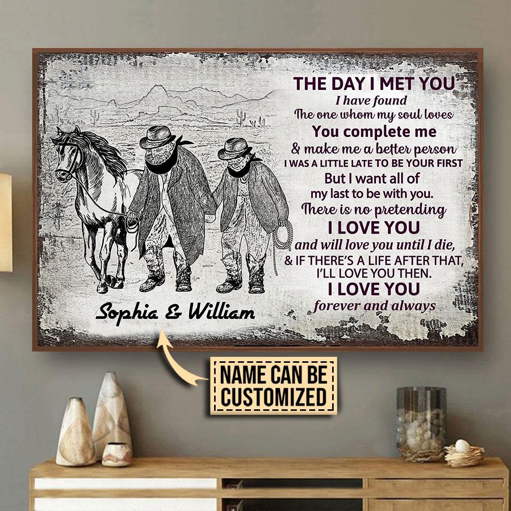 Aeticon Gifts Personalized Cowboy I Met You Sketch Canvas Mom Dad Gift Home Decor