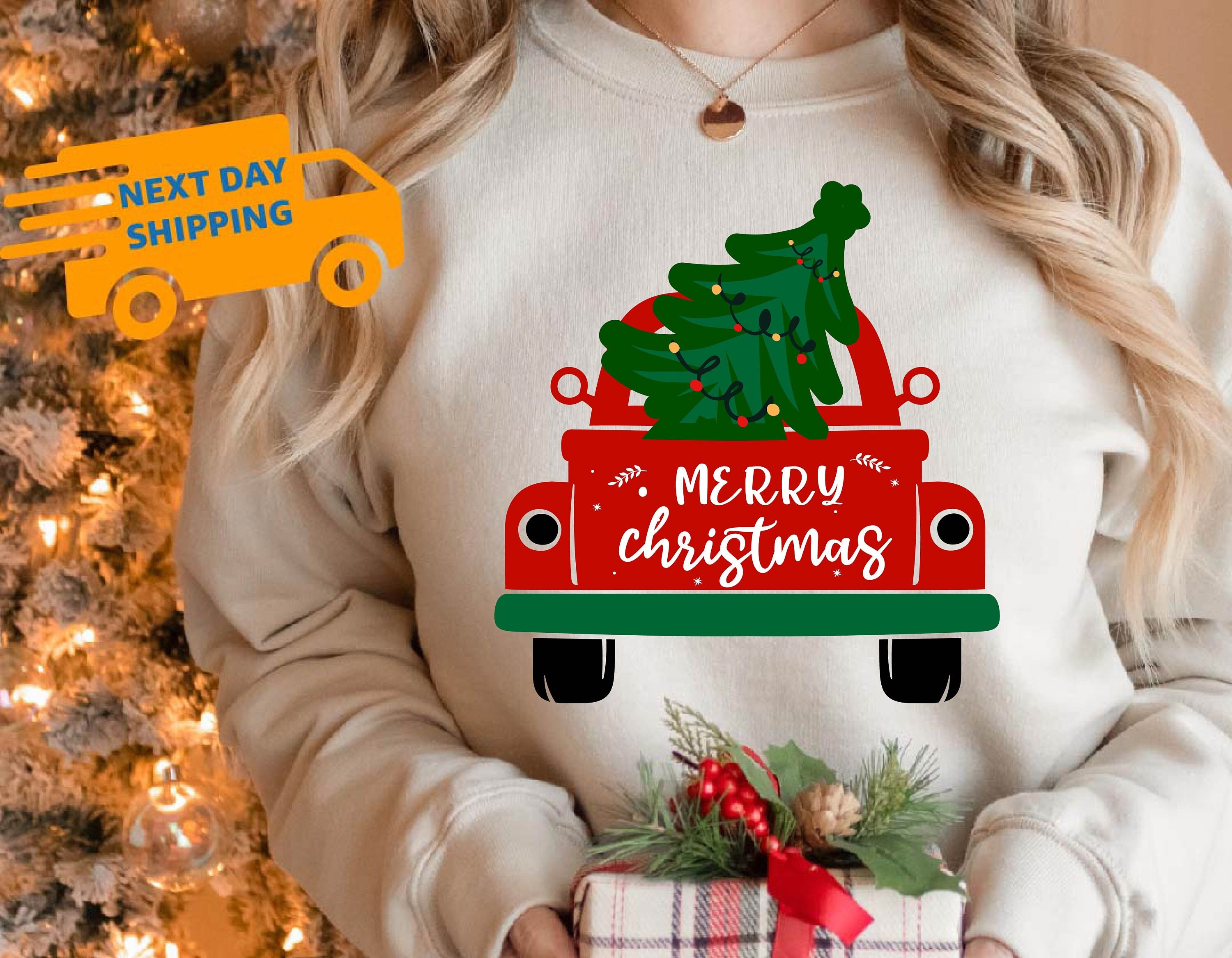 Red Truck Christmas Sweatshirt, Christmas Truck Sweatshirt, Red Christmas Truck Sweater, Merry Christmas Truck Sweater, Red Truck Ornament