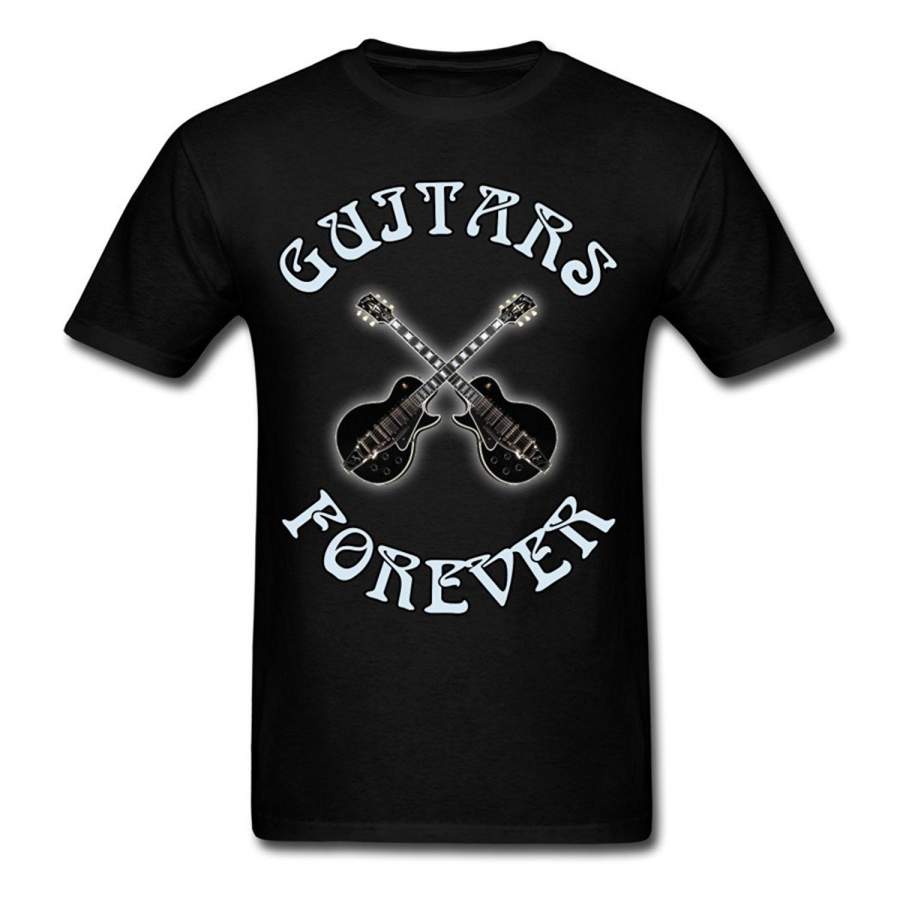 Wanli Funny Cotton Men’S Guitars Forever T-Shirt Men Graphic T-Shirt