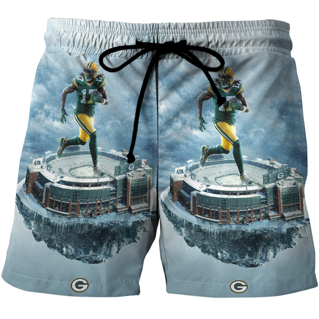 Green Bay Packers Davante Adams No17 V4 3D All Over Print Summer Beach Hawaiian Short