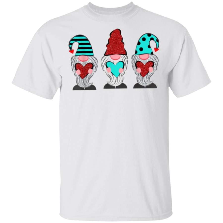 Three Gnomes Holding hearts Valentines Cute T-Shirt