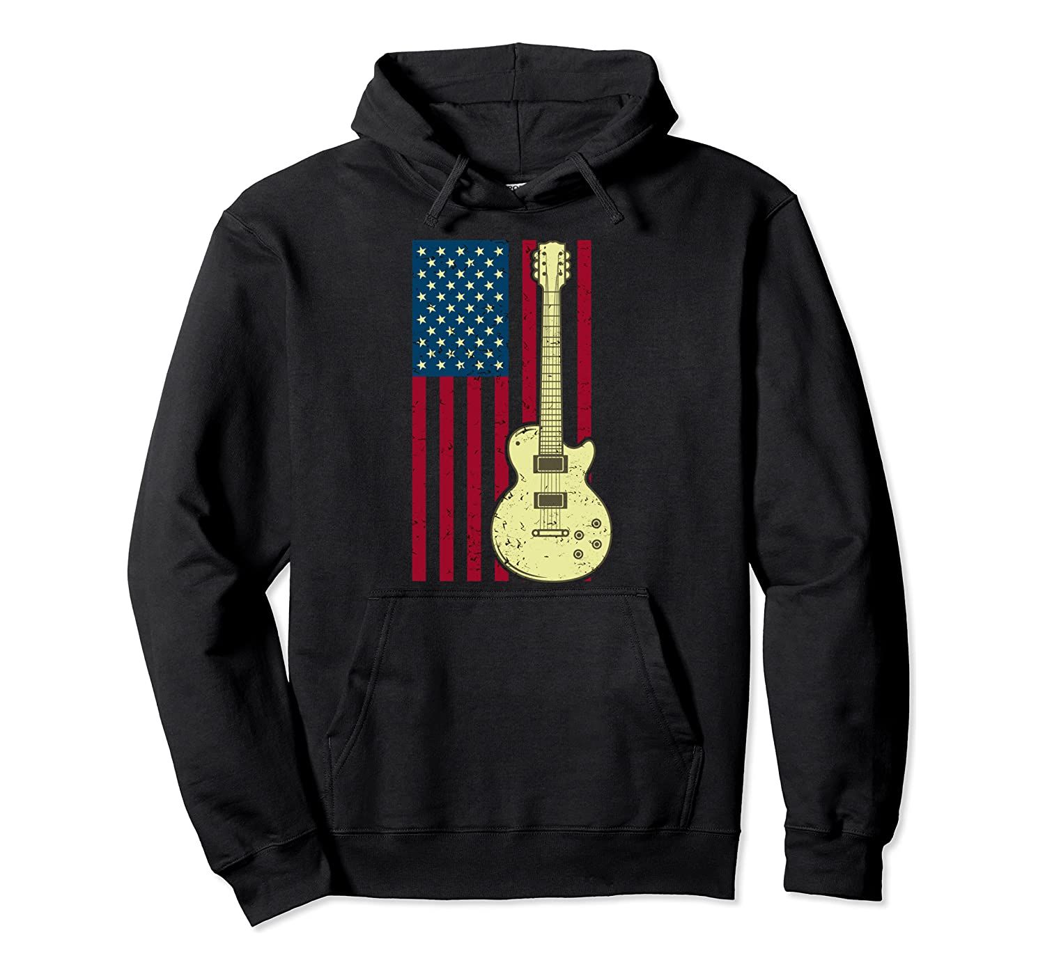 Vintage US Flag Guitar design American Flag Gift design Pullover Hoodie, T-Shirt, Sweatshirt, Tank Top, Racerback, Dolman