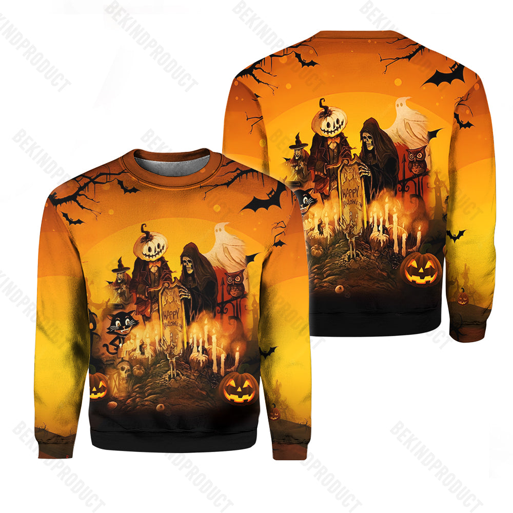 Happy Halloween Colourful Crewneck Sweatshirt All Over Print Sweatshirt For Women Sweatshirt For Men Swn1101