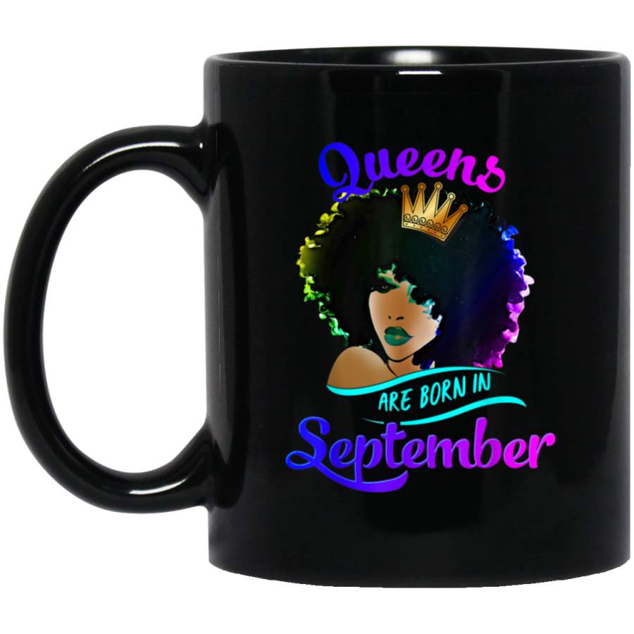 Queens Born September Shirt Black Girl Virgo Libra Birthday Black Mug