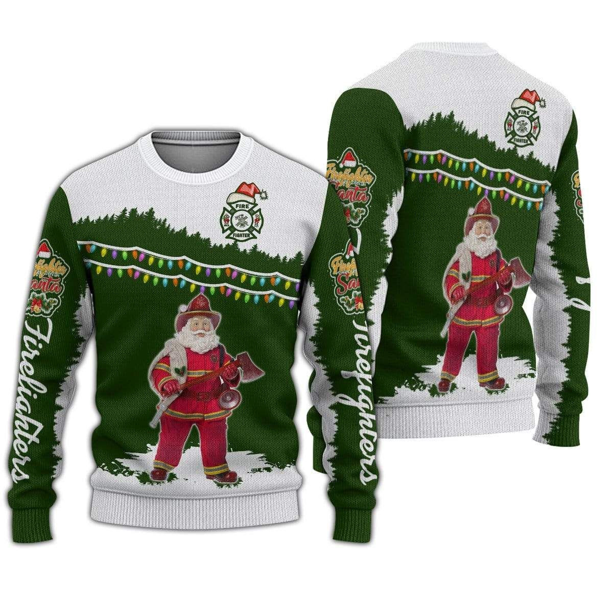 Awesome Santa Firefighter Christmas Sweater