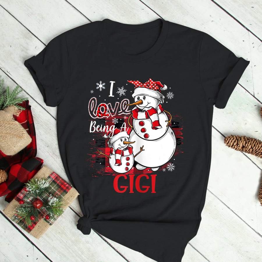 Womens I Love Being A Gigi Merry Christmas Snowman Pajama Xmas T-Shirt