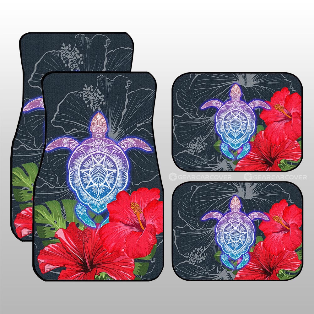 Red Hibiscus Flowers Car Floor Mats Custom Turtle Animal Car Accessories